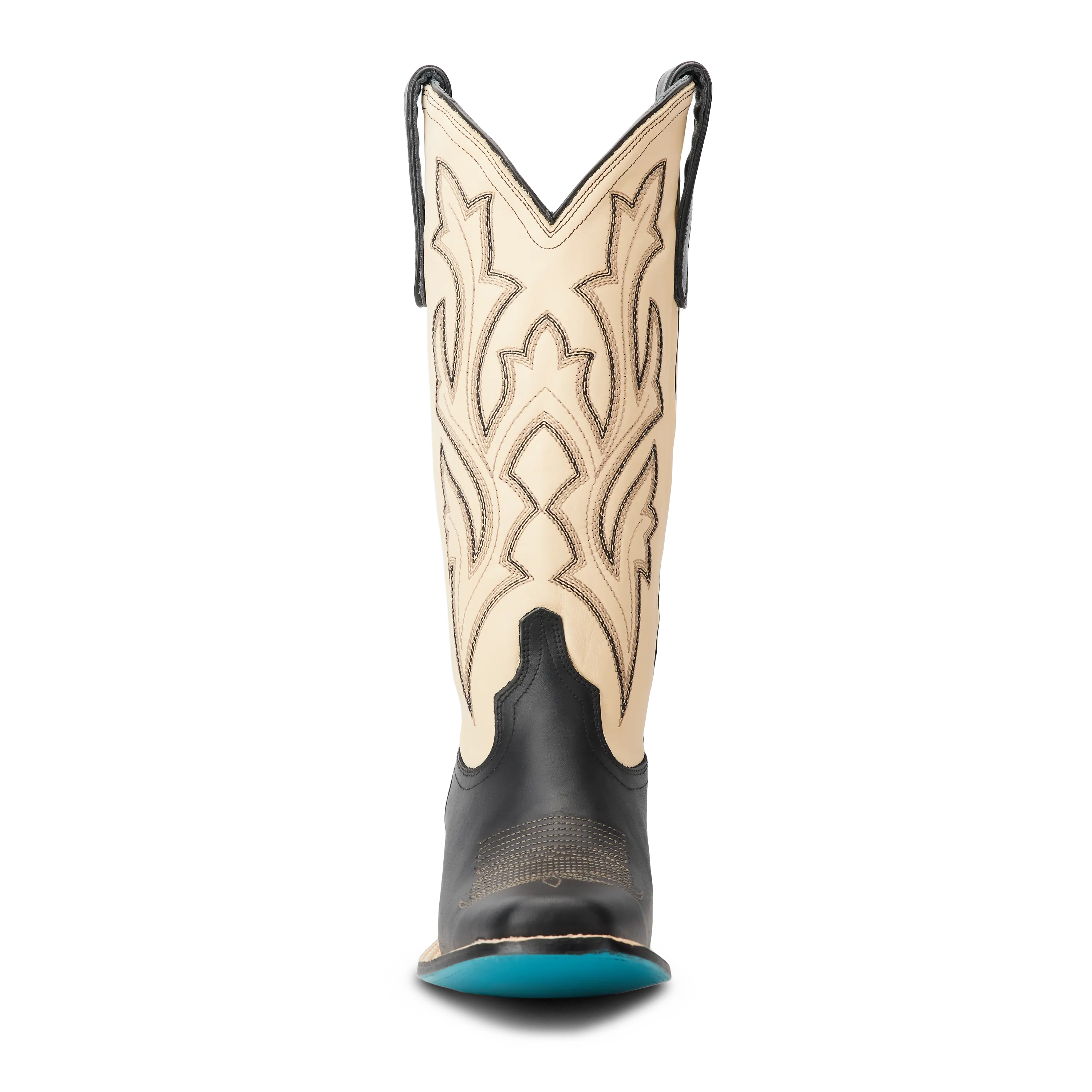 Classic Square Boot - Jet Black and Pale Ivory
