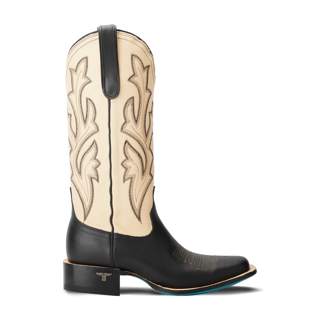 Classic Square Boot - Jet Black and Pale Ivory