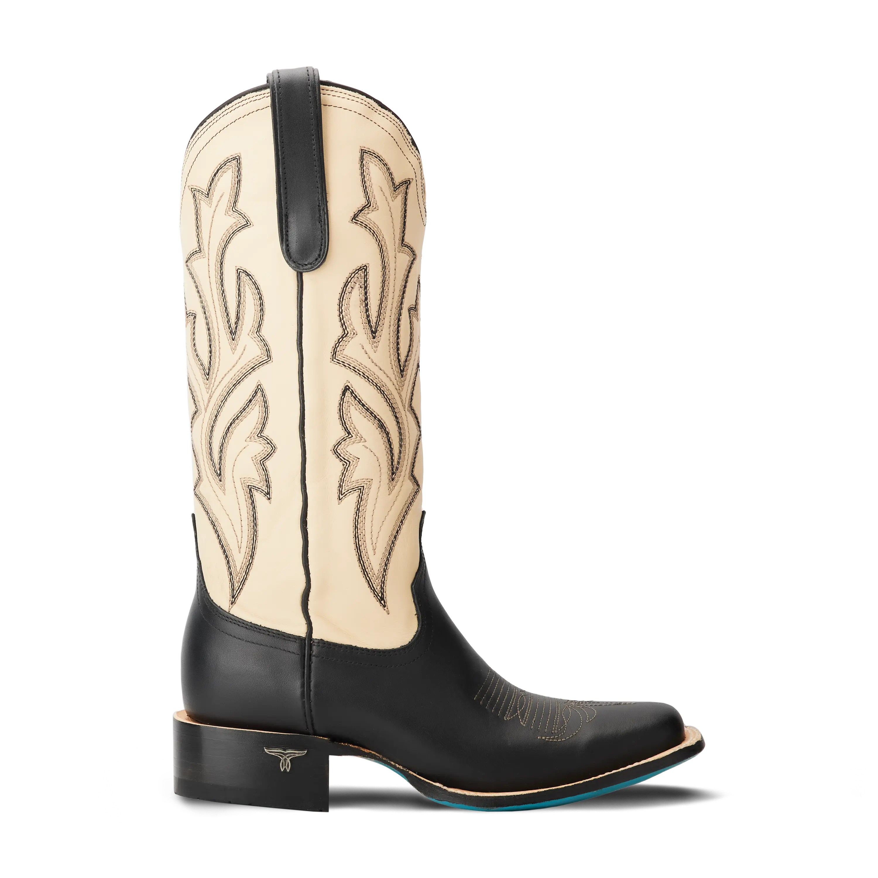 Classic Square Boot - Jet Black and Pale Ivory