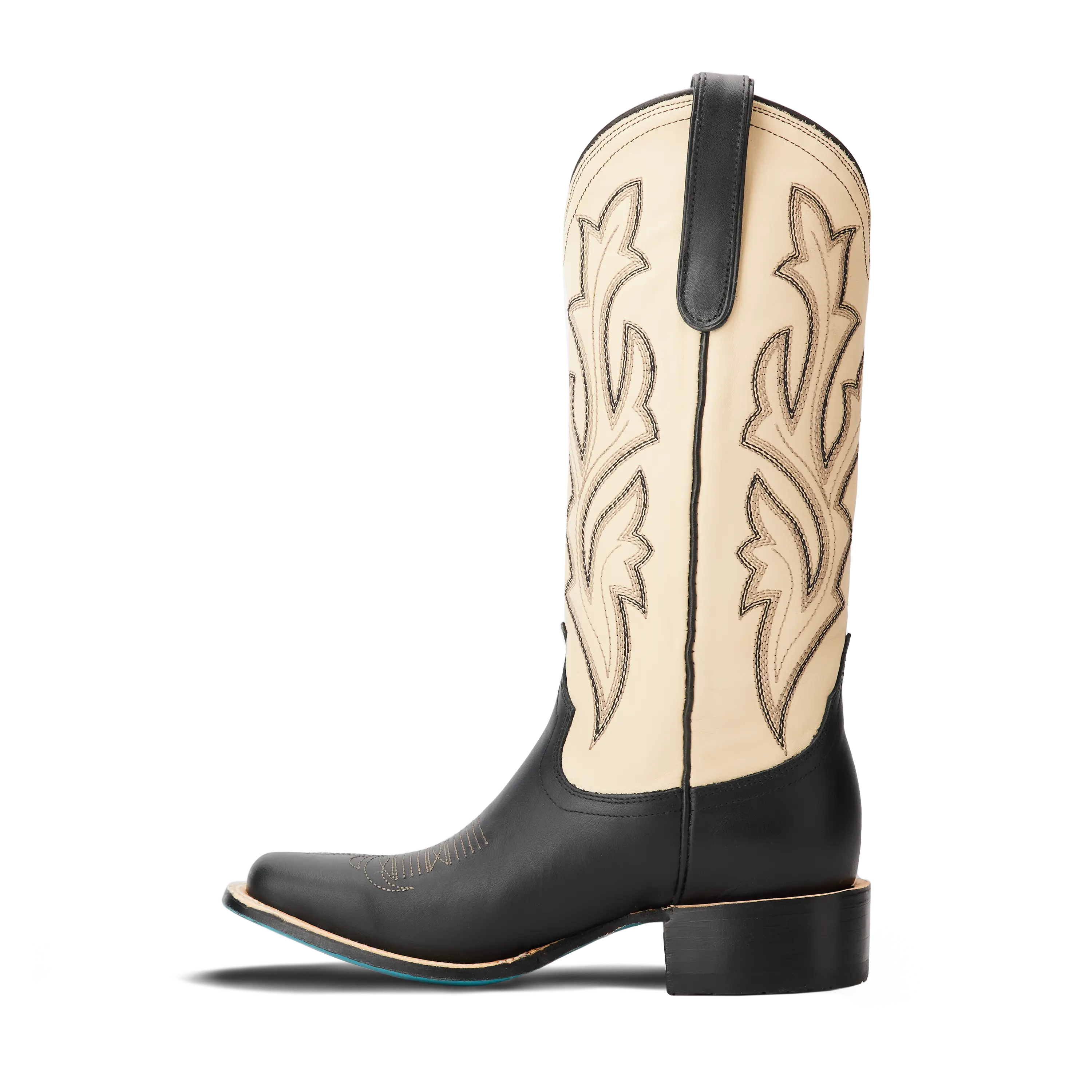 Classic Square Boot - Jet Black and Pale Ivory
