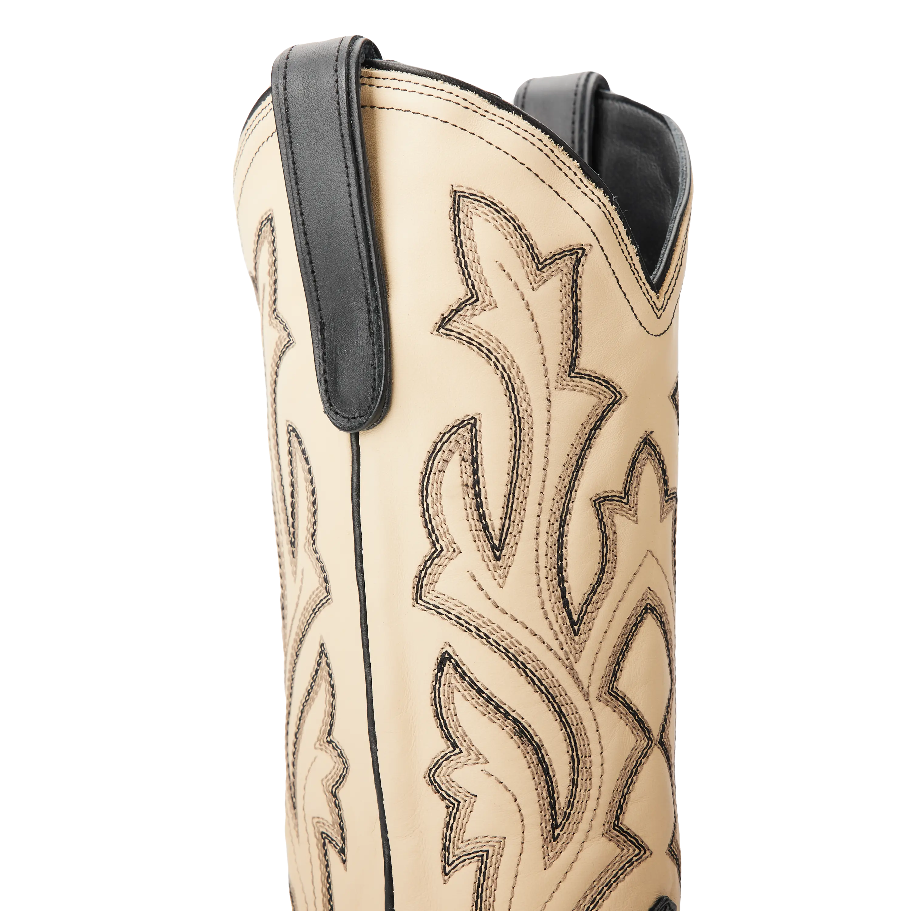 Classic Square Boot - Jet Black and Pale Ivory