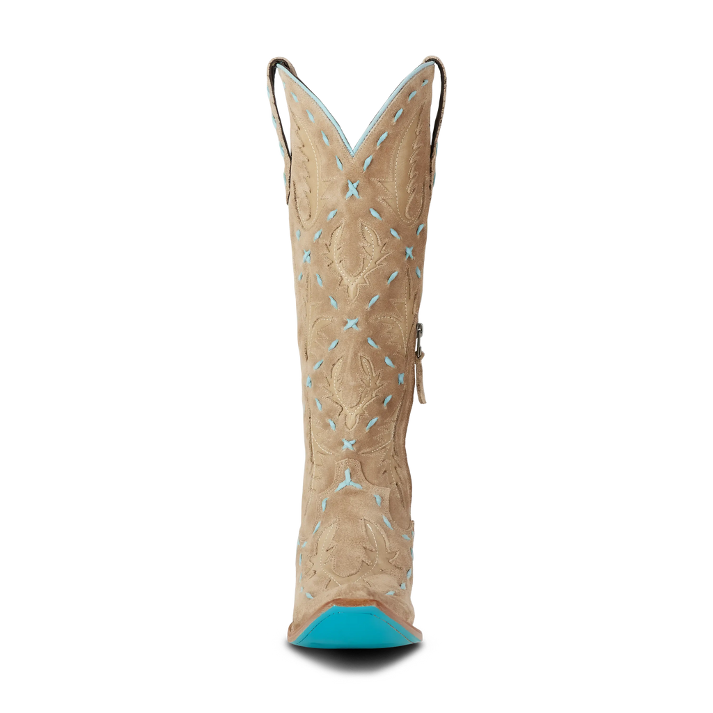 Reverie Knee High Corset - Latte Suede and Powder Blue
