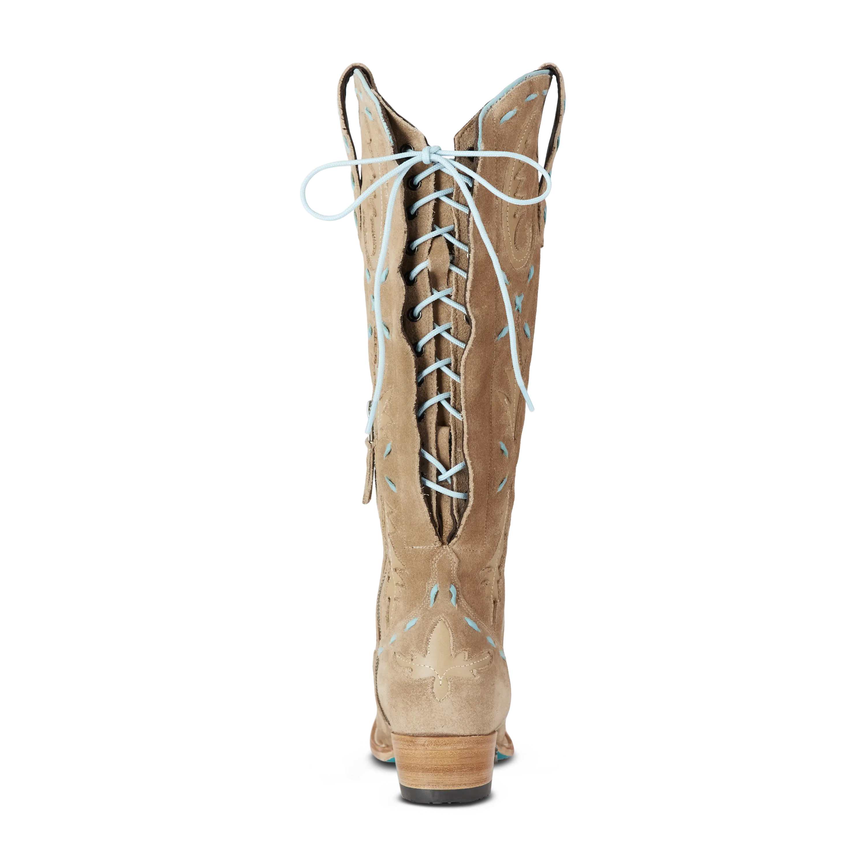 Reverie Knee High Corset - Latte Suede and Powder Blue