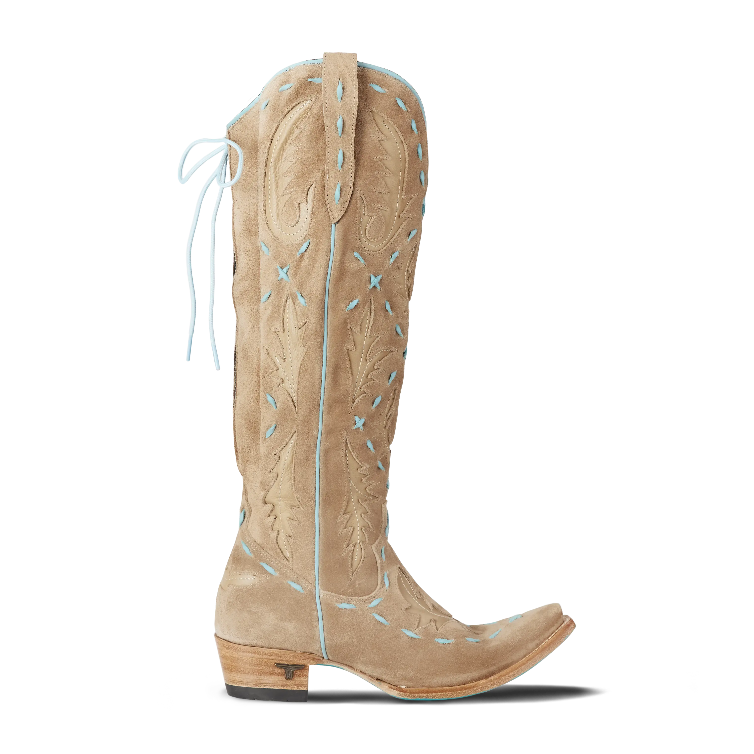 Reverie Knee High Corset - Latte Suede and Powder Blue