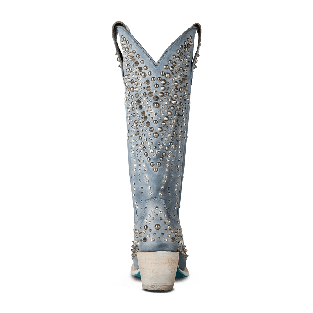 Washed Denim Western-Inspired Boot With Glam Rock Attitude For Modern Wardrobe Capsule