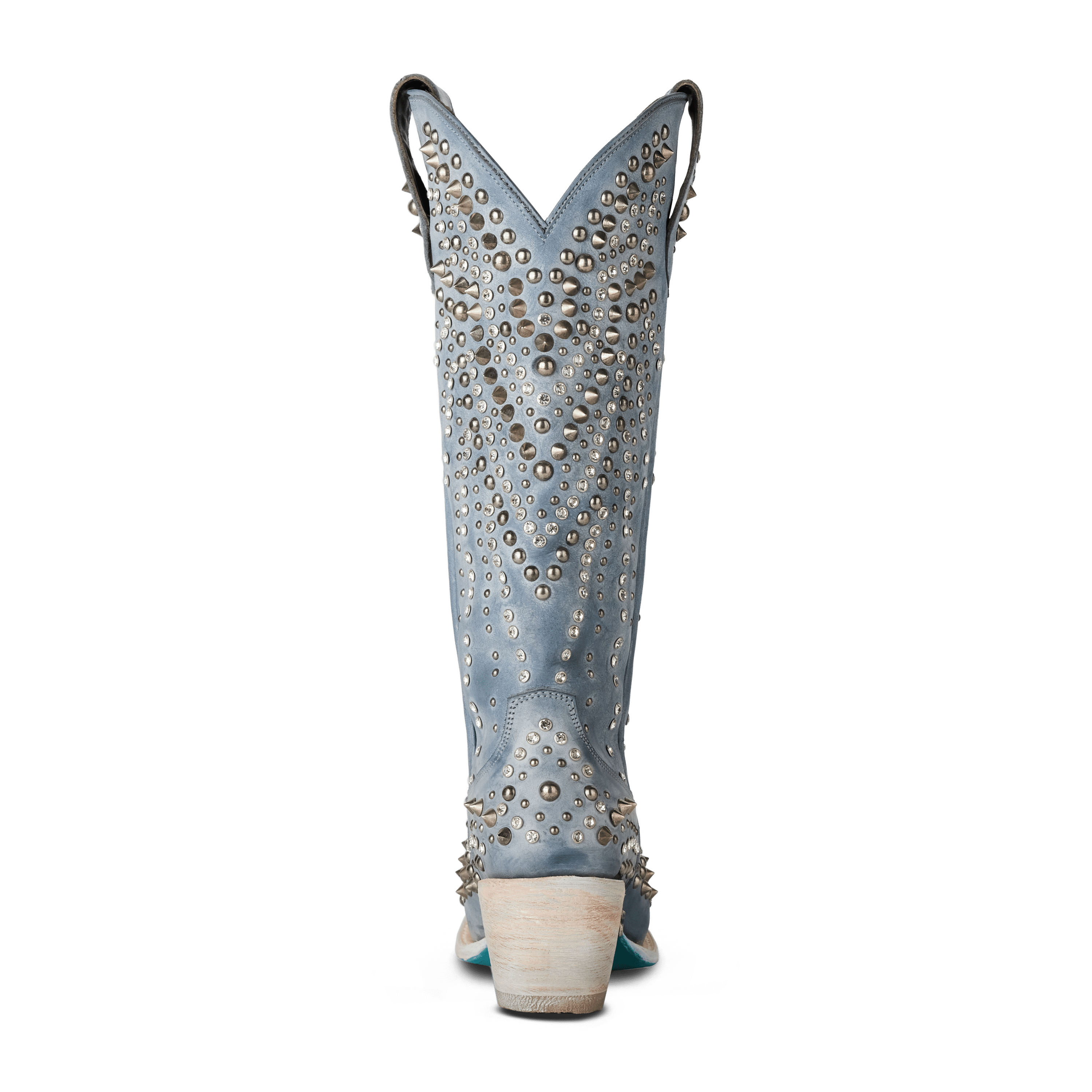 Washed Denim Western-Inspired Boot With Glam Rock Attitude For Modern Wardrobe Capsule