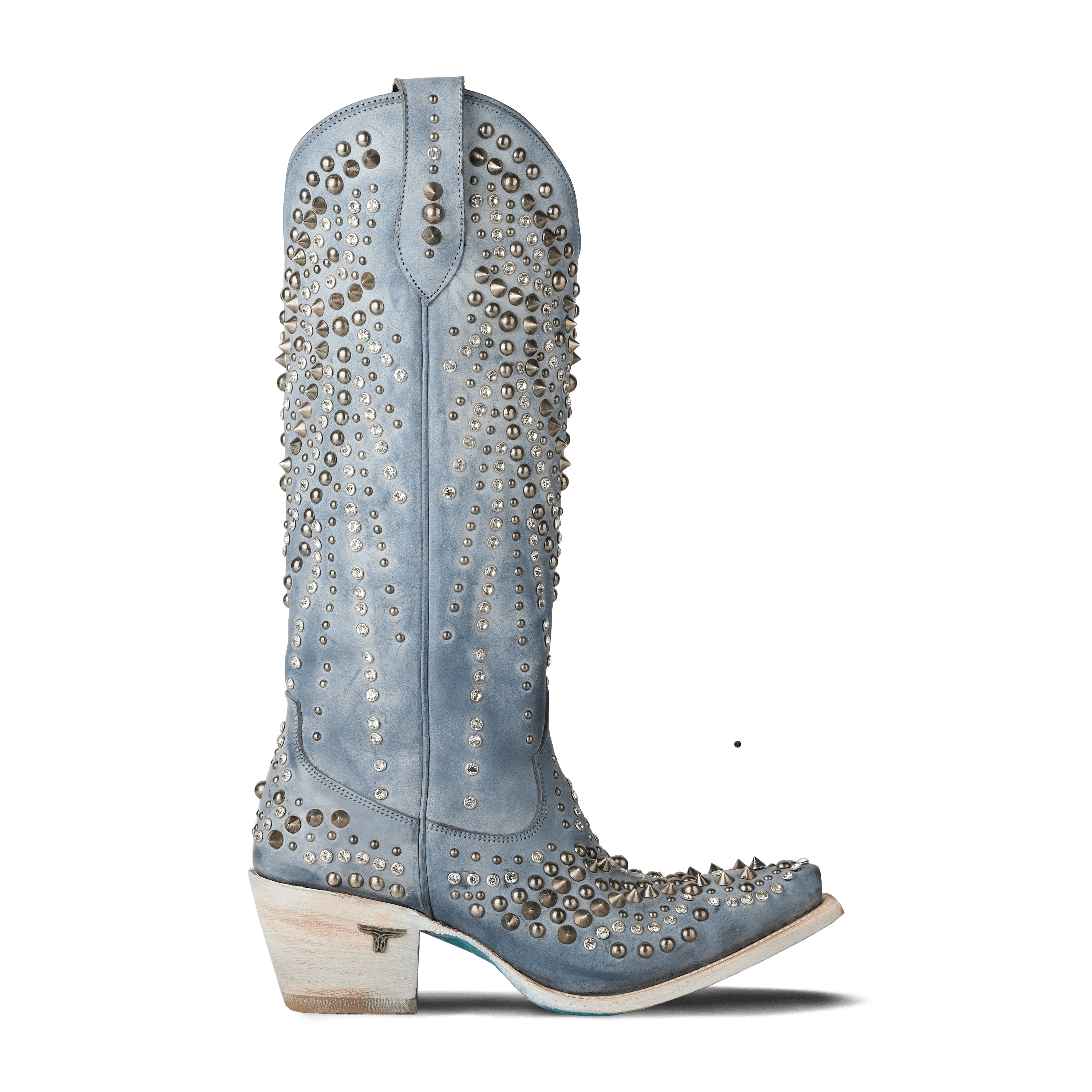 Washed Denim Western-Inspired Boot With Glam Rock Attitude For Modern Wardrobe Capsule