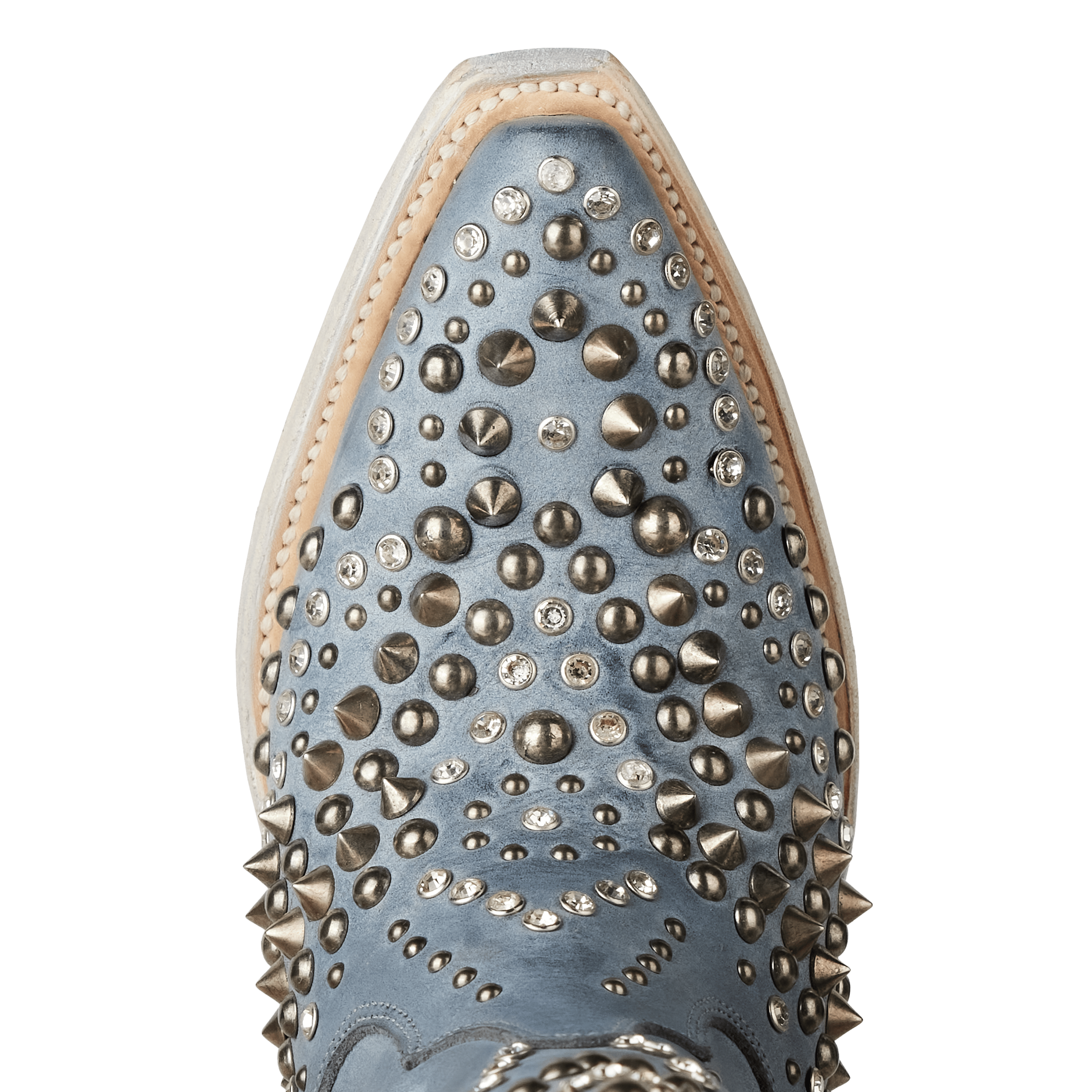 Washed Denim Western-Inspired Boot With Glam Rock Attitude For Modern Wardrobe Capsule