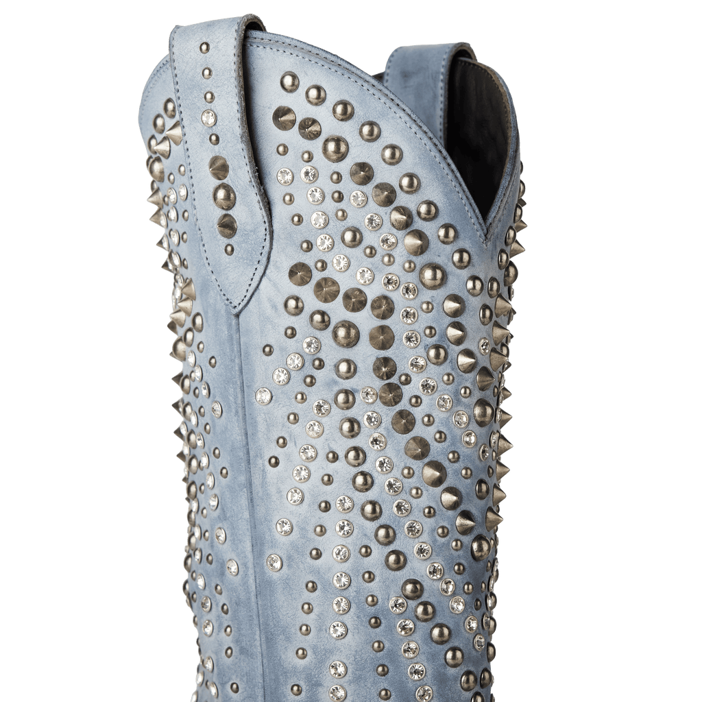 Washed Denim Western-Inspired Boot With Glam Rock Attitude For Modern Wardrobe Capsule