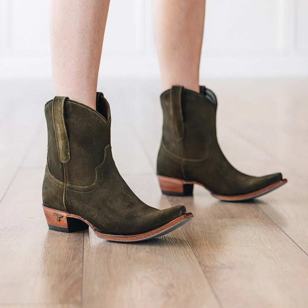 Emma Jane Bootie - Olive Suede