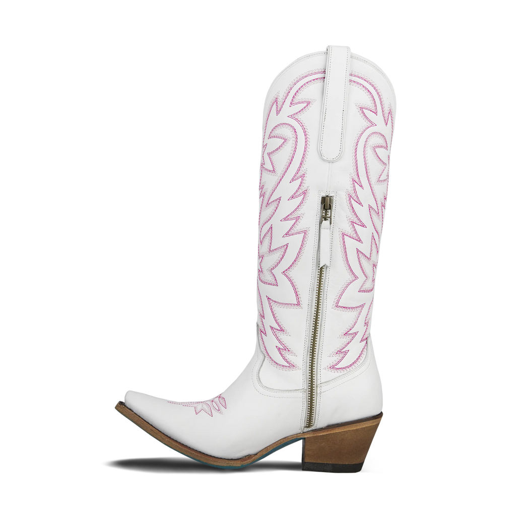 Smokeshow Boot - Matte White and Neon Pink