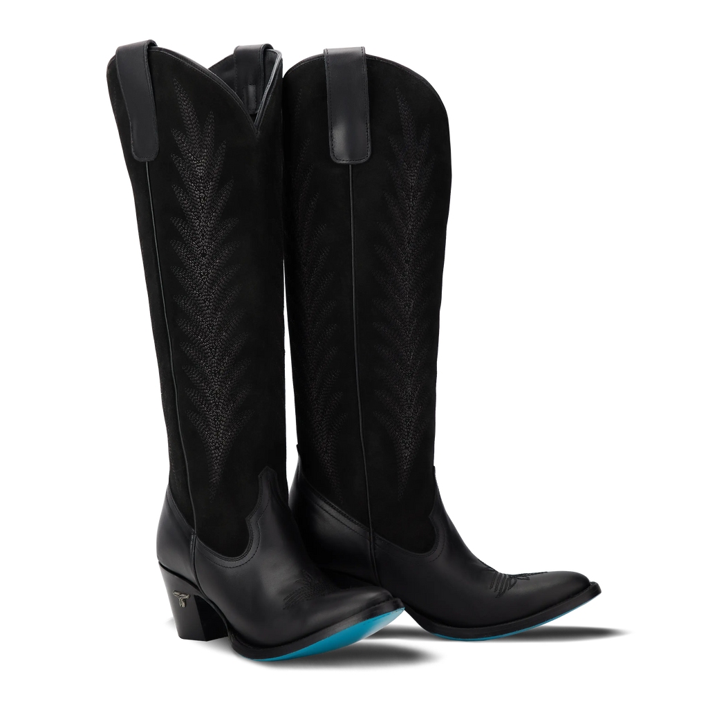 Jentry Knee High Boot - Jet Black & Soft Black Suede