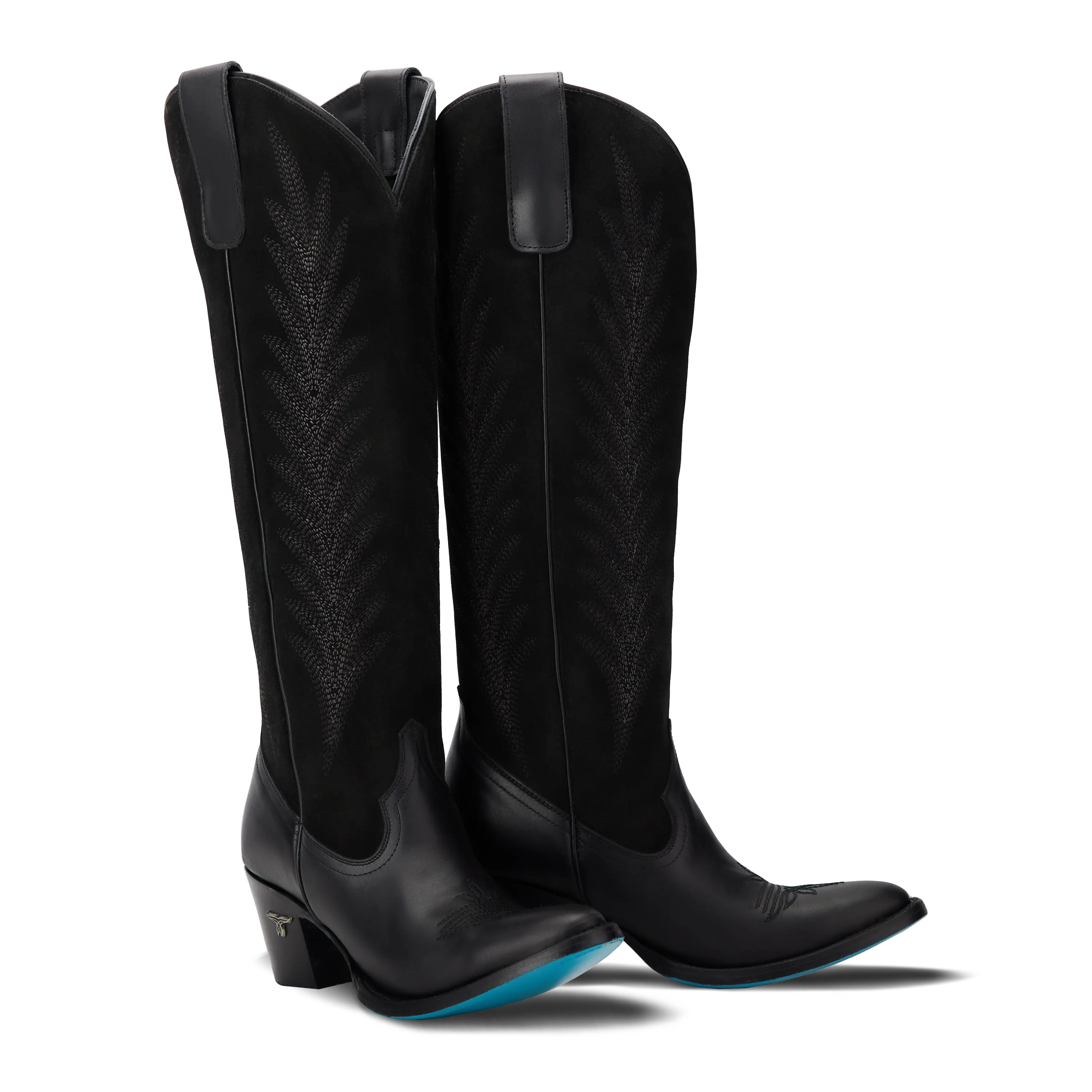 Jentry Knee High Boot - Jet Black & Soft Black Suede