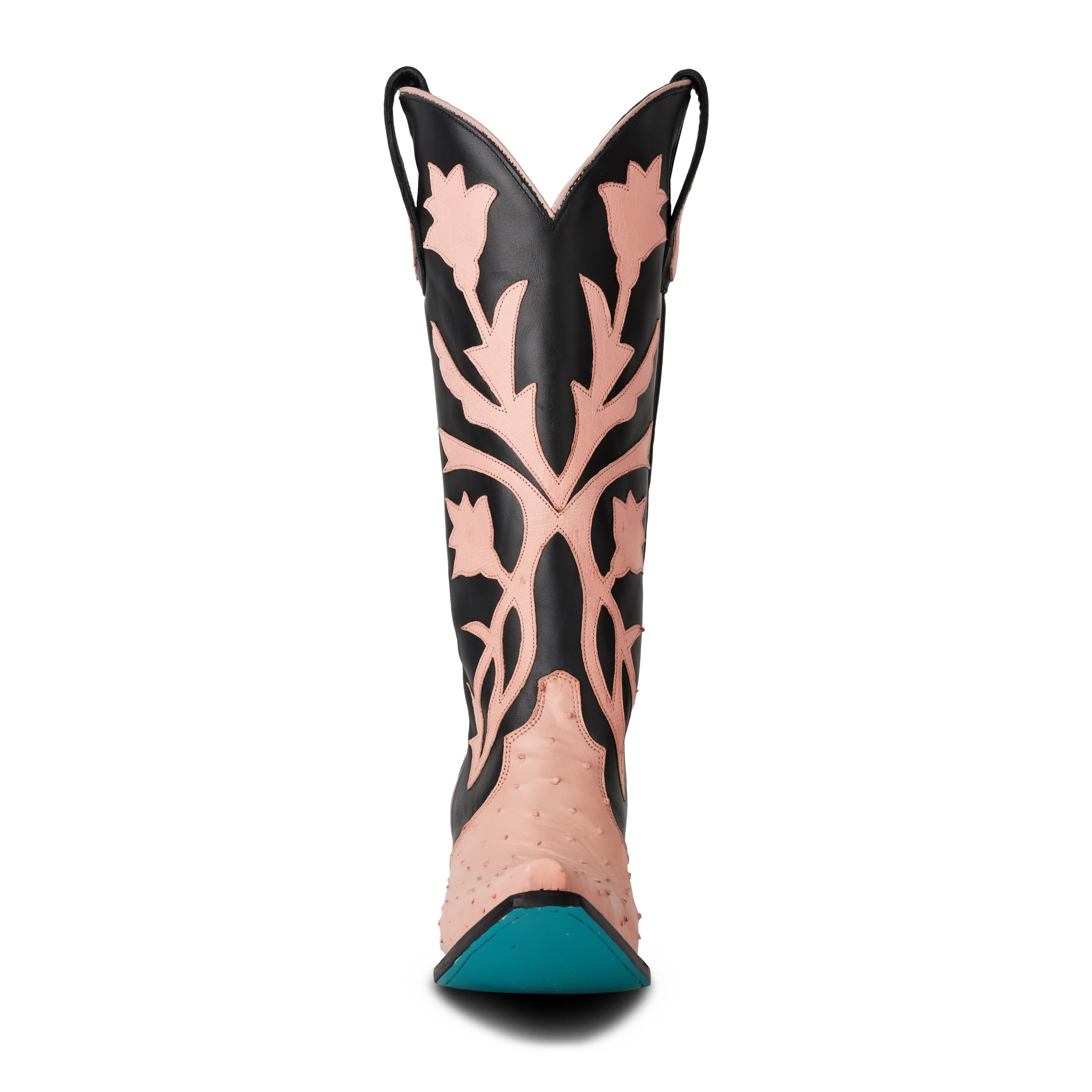 Jolene Exotic Boot - Blush Ostrich & Jet Black