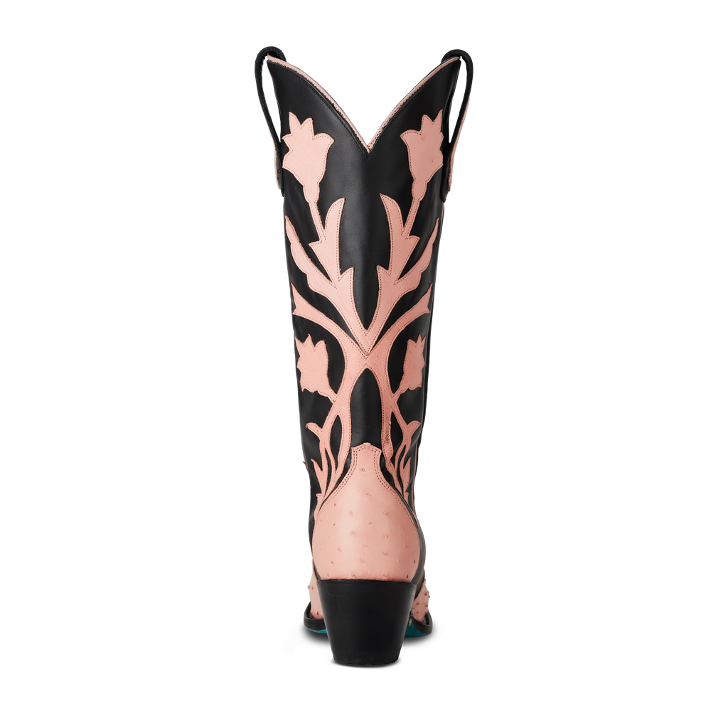 Jolene Exotic Boot - Blush Ostrich & Jet Black