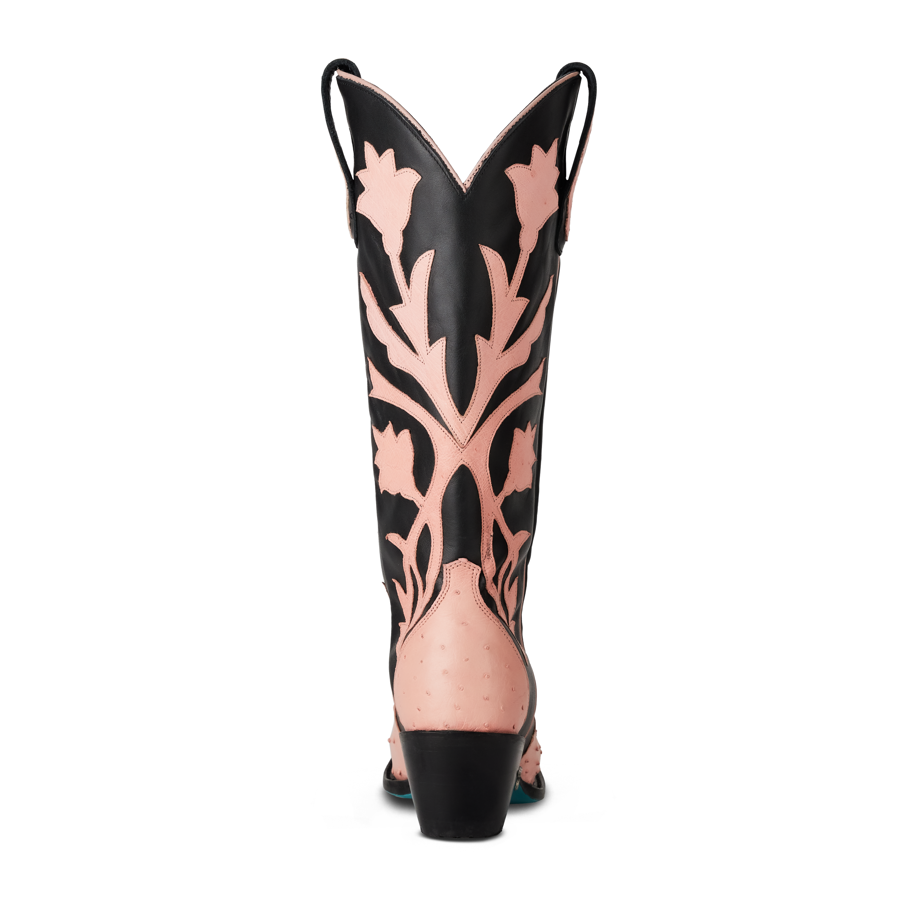 Jolene Exotic Boot - Blush Ostrich & Jet Black