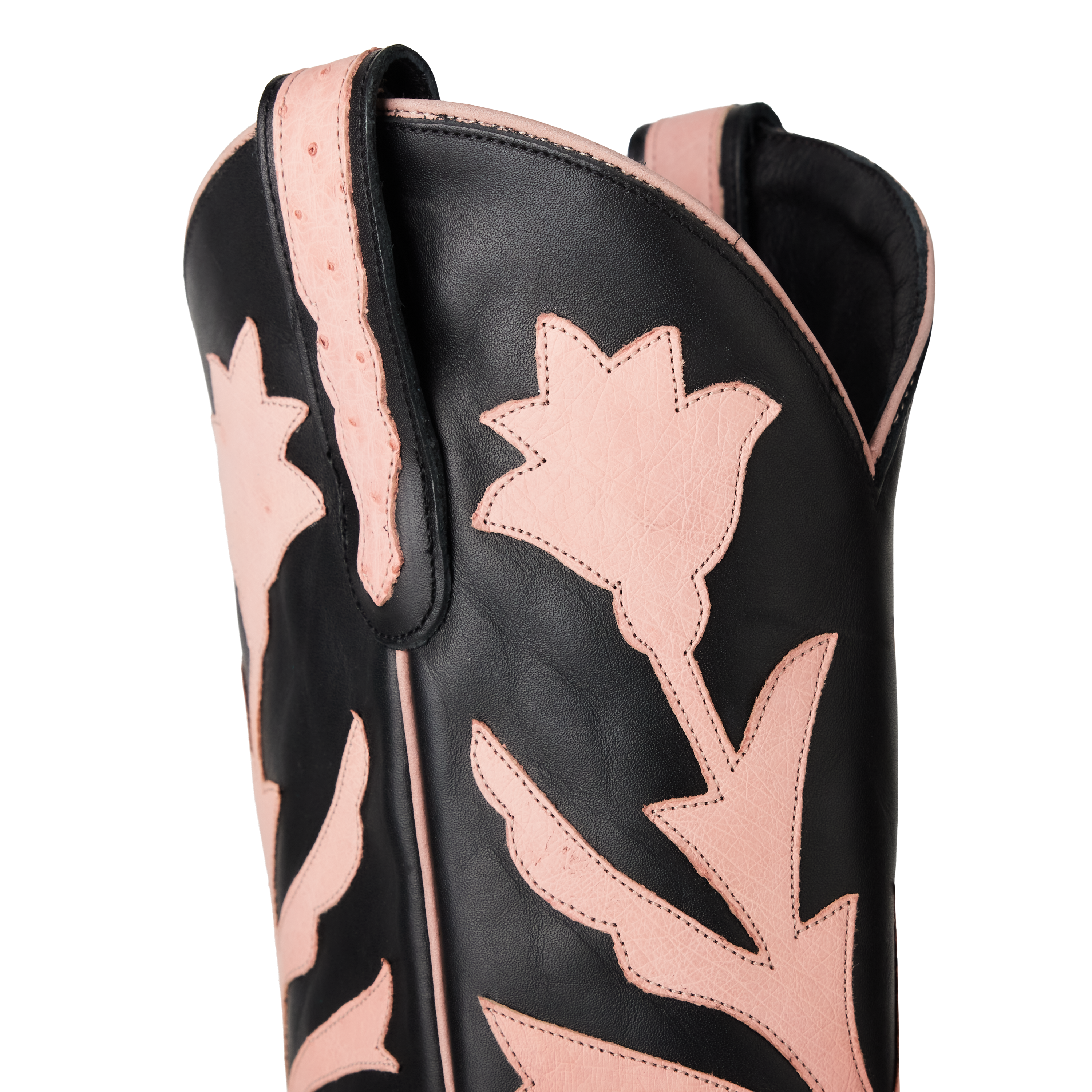 Jolene Exotic Boot - Blush Ostrich & Jet Black