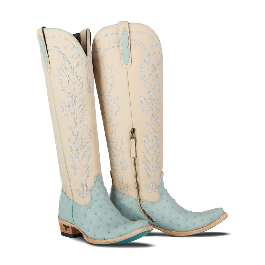 Sandaga Knee High - Powder Blue Ostrich