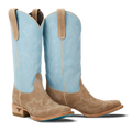 Saratoga Square Boot - Latte Suede and Powder Blue