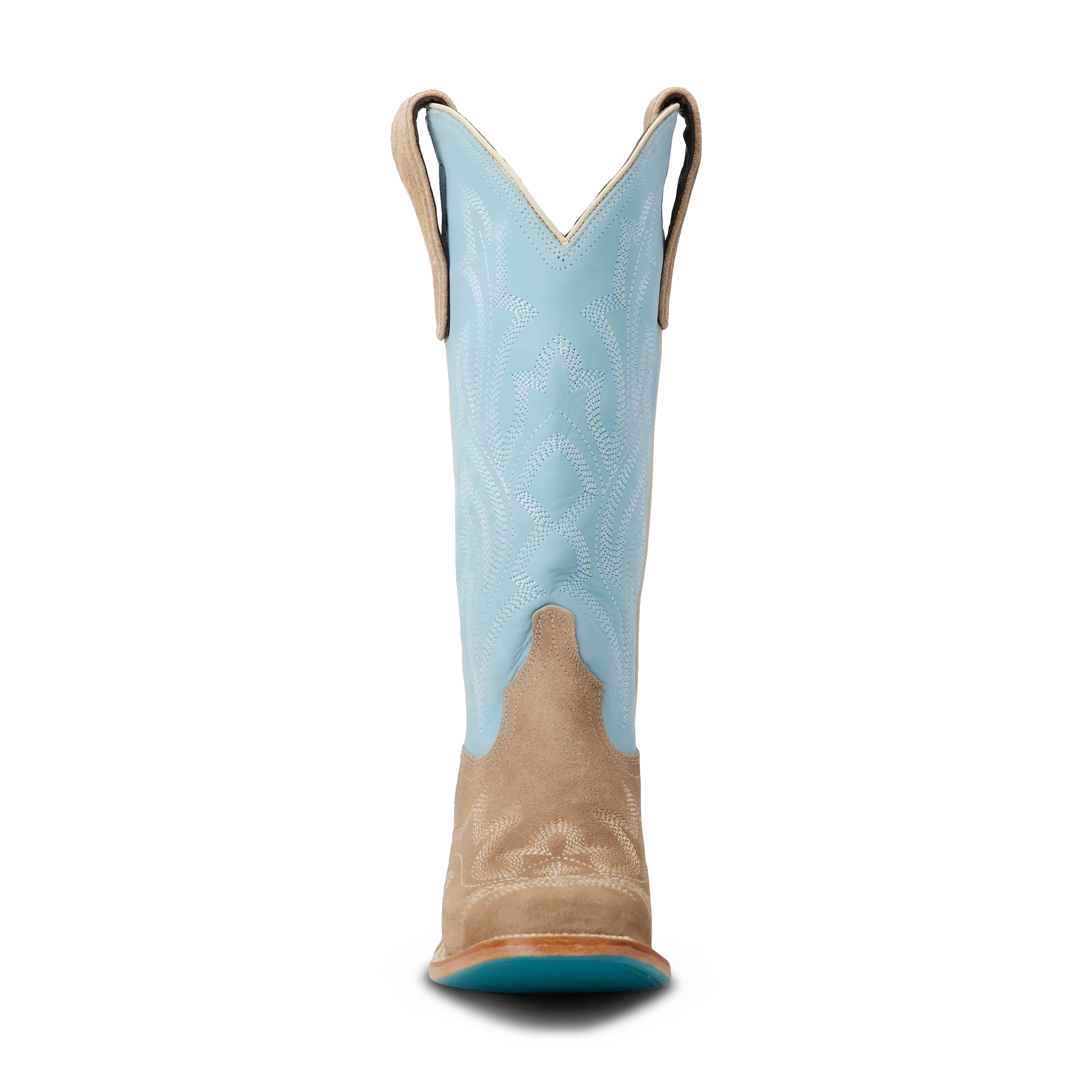 Saratoga Square Boot - Latte Suede and Powder Blue