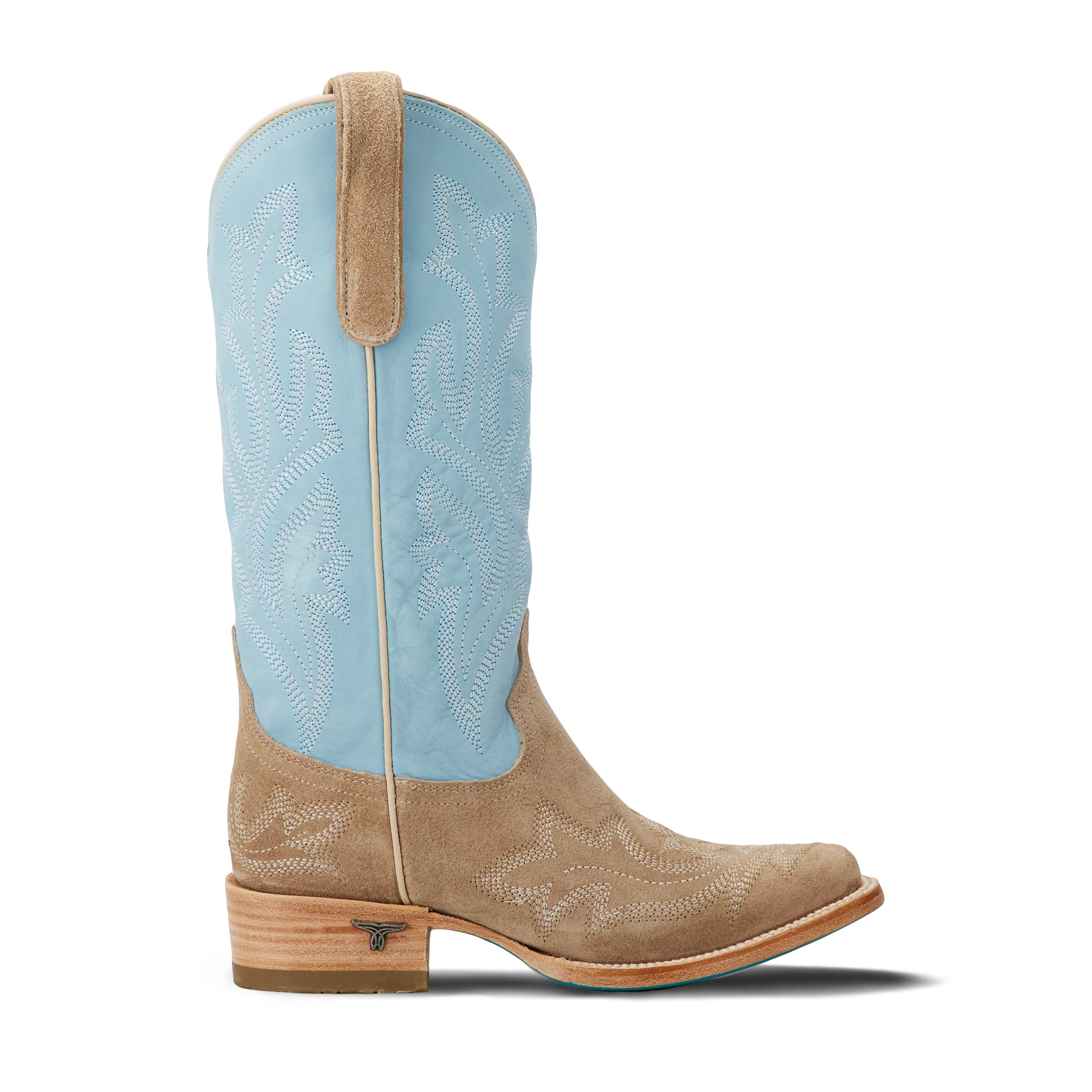 Saratoga Square Boot - Latte Suede and Powder Blue