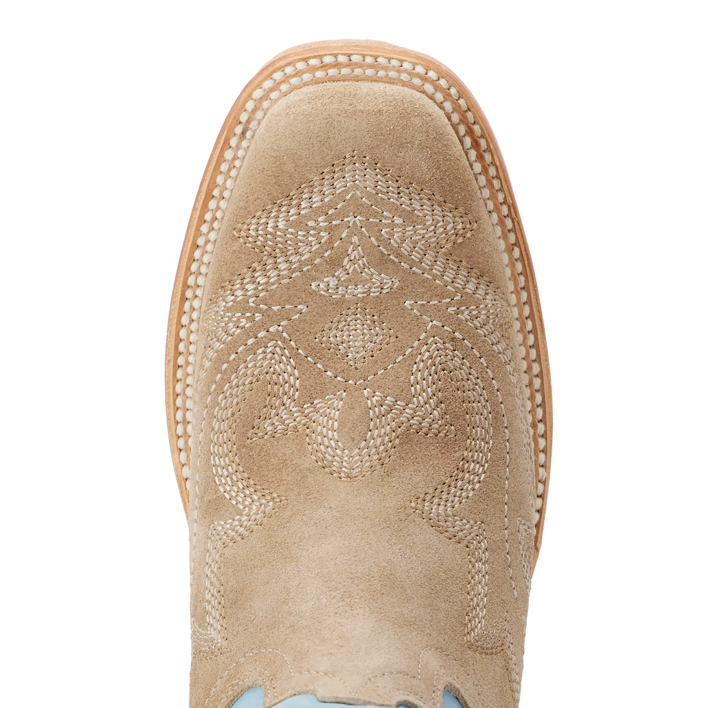 Saratoga Square Boot - Latte Suede and Powder Blue