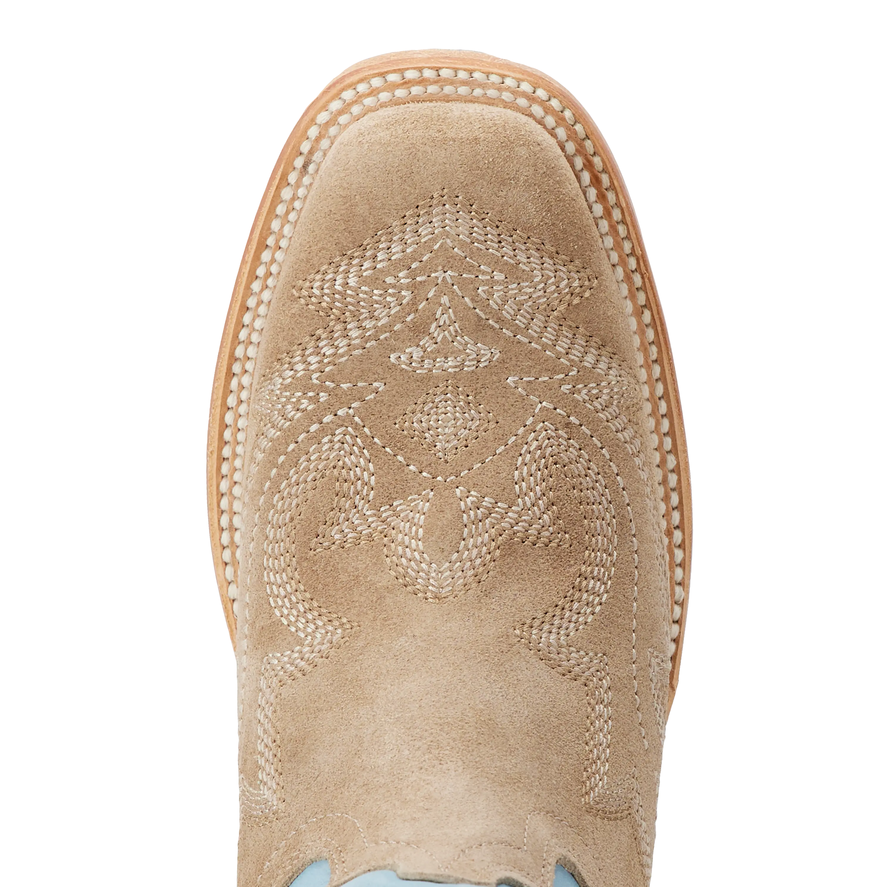 Saratoga Square Boot - Latte Suede and Powder Blue