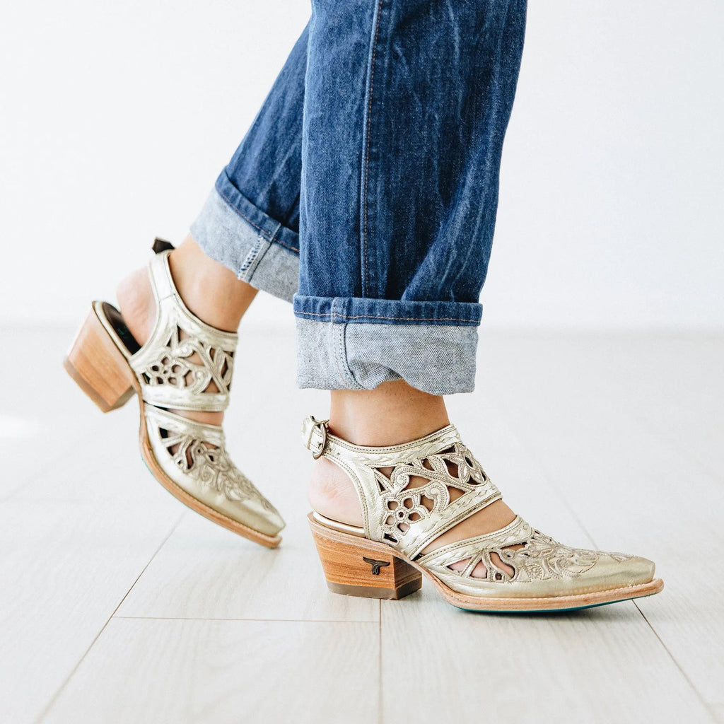 Robin Cut Out Slingback Mule - Champagne Metallic
