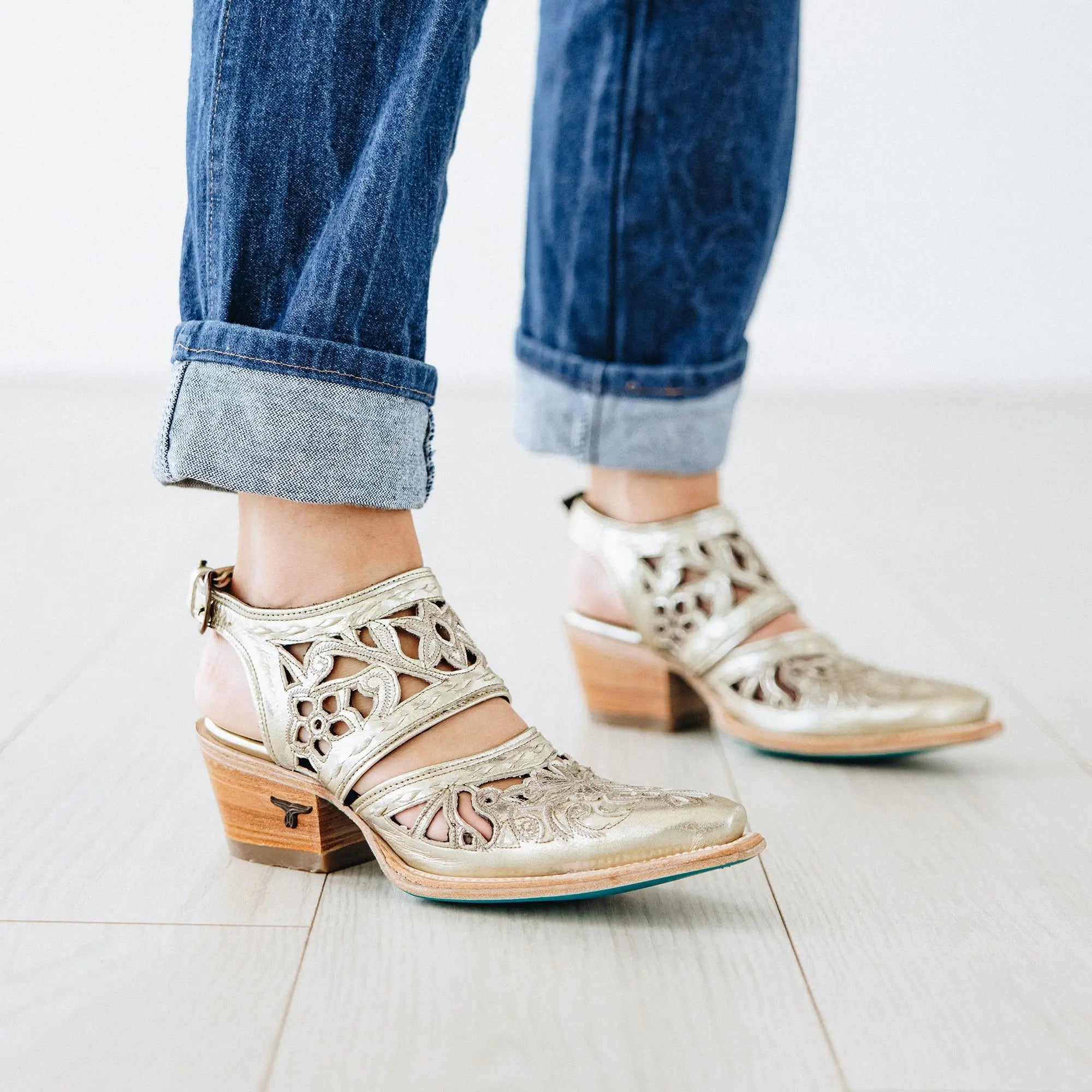 Robin Cut Out Slingback Mule - Champagne Metallic