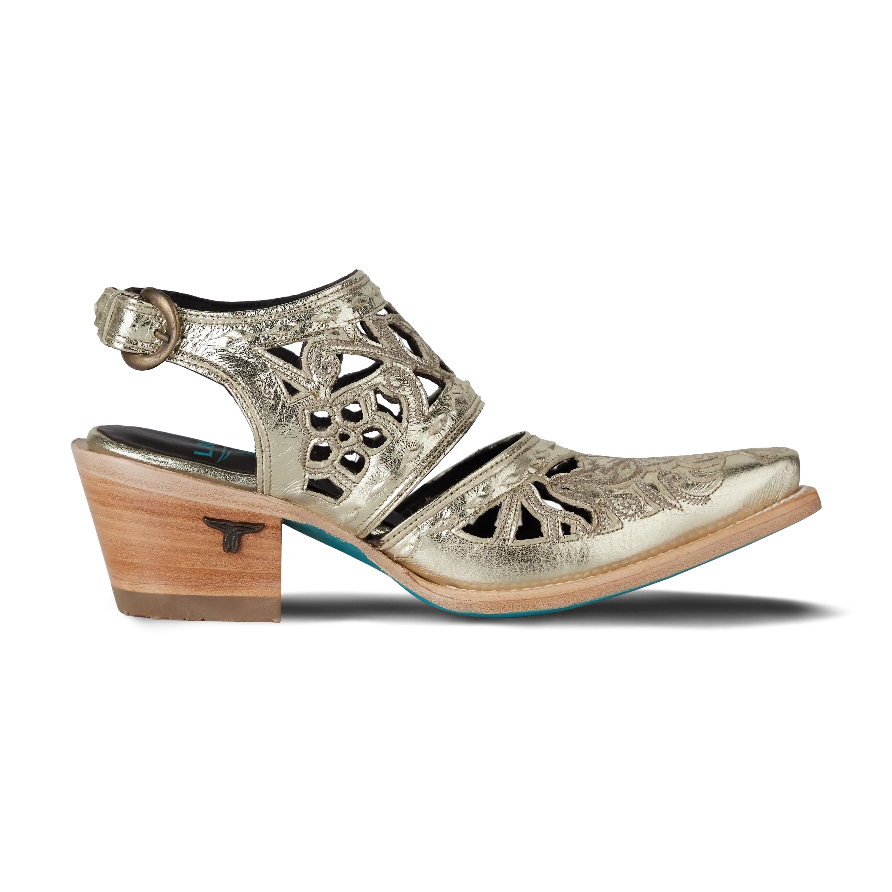 Robin Cut Out Slingback Mule - Champagne Metallic
