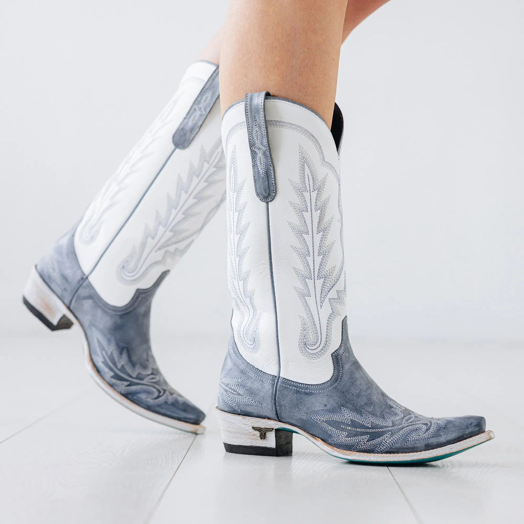Lexington Boot - Washed Denim/Matte White