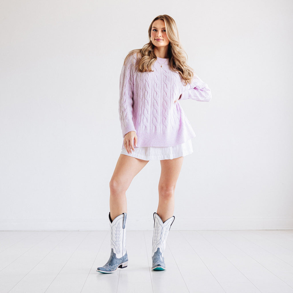 Washed Denim Matte White Snip Toe Western Boot