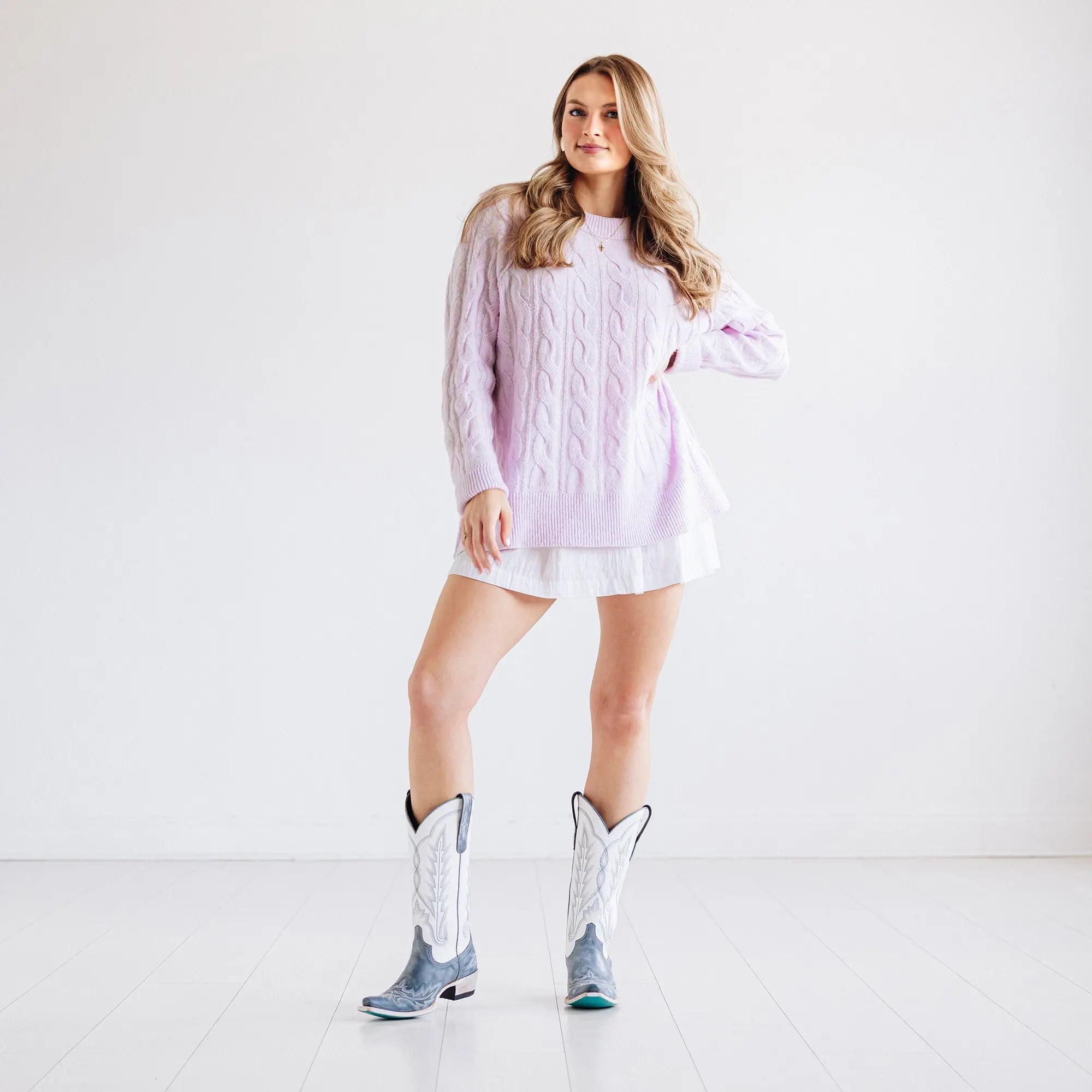 Lexington Boot - Washed Denim/Matte White
