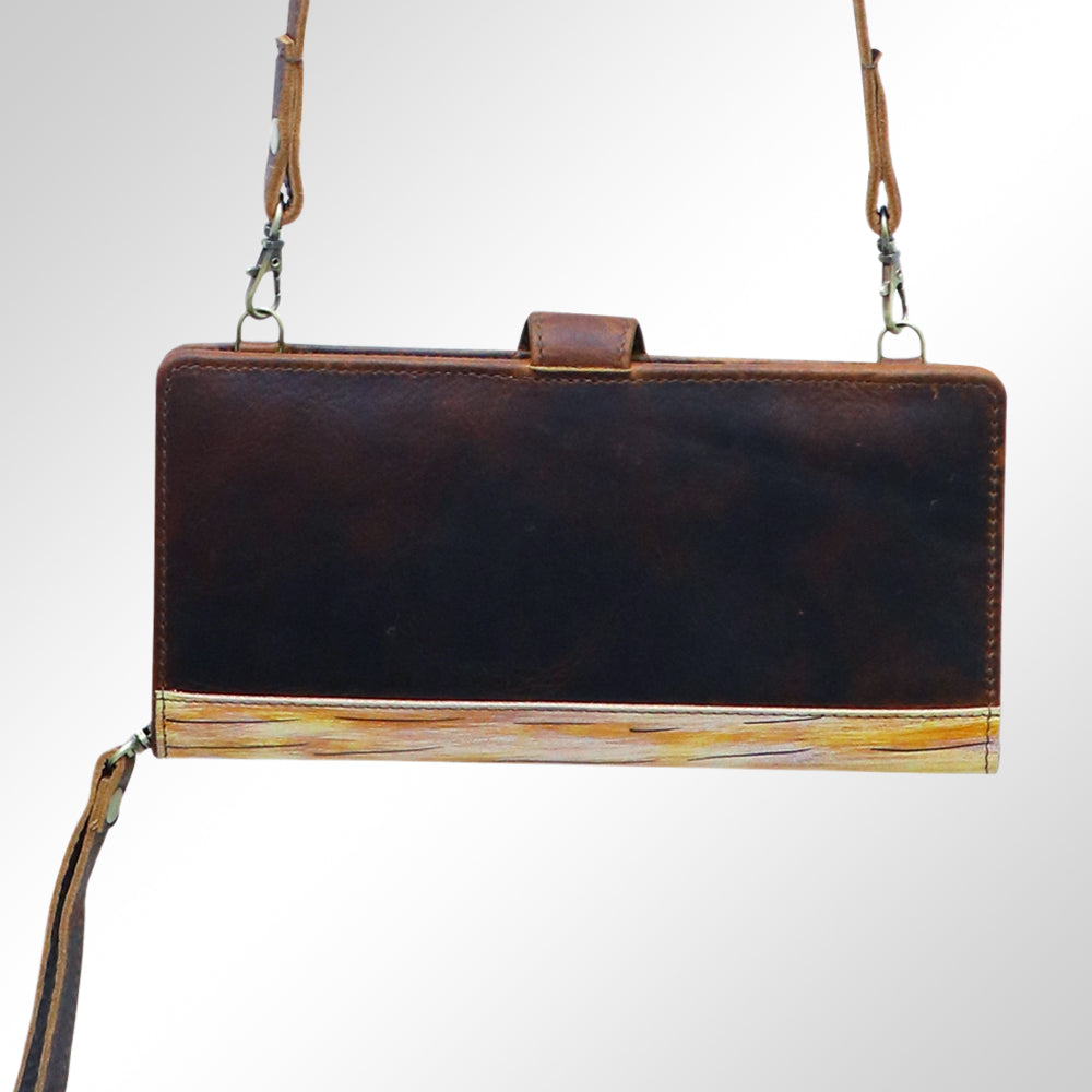 American Darling Wristlet Bag, Hand-Painted Genuine Leather, Western Vegetable Tanned Full Grain Leather Wallet Bag