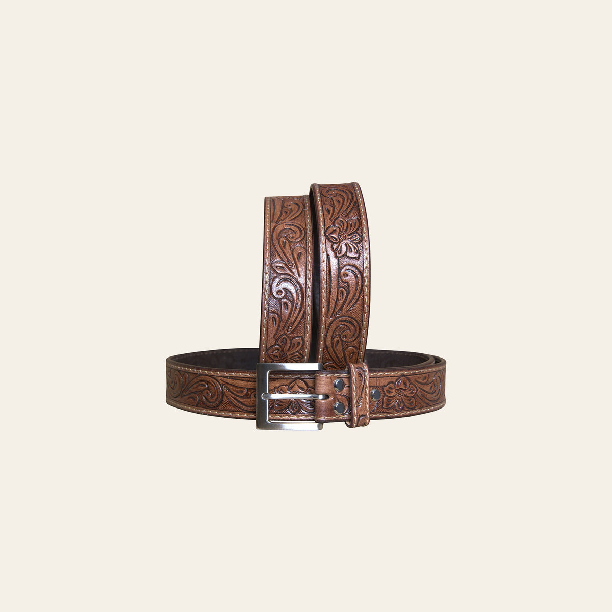 HILASON Western Genuine Leather Belt for Men Women Cowboy Cowgirl Handmade Unisex Full Grain Heavy Duty Floral Tooled