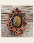 Leather Rosette Starburst - Sage Cabochon Western Concho R110CABSG on a warm cream background