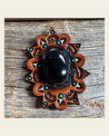 Leather Rosette Starburst - Lapis Cabochon Western Concho R110CABLA on a warm cream background