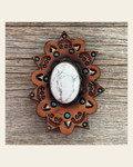 Leather Rosette Starburst - White Cabochon Western Concho R110CABWT on a warm cream background