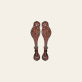 Hilason Western Leather Spur Straps Brown Floral Carving Rustic Vintage