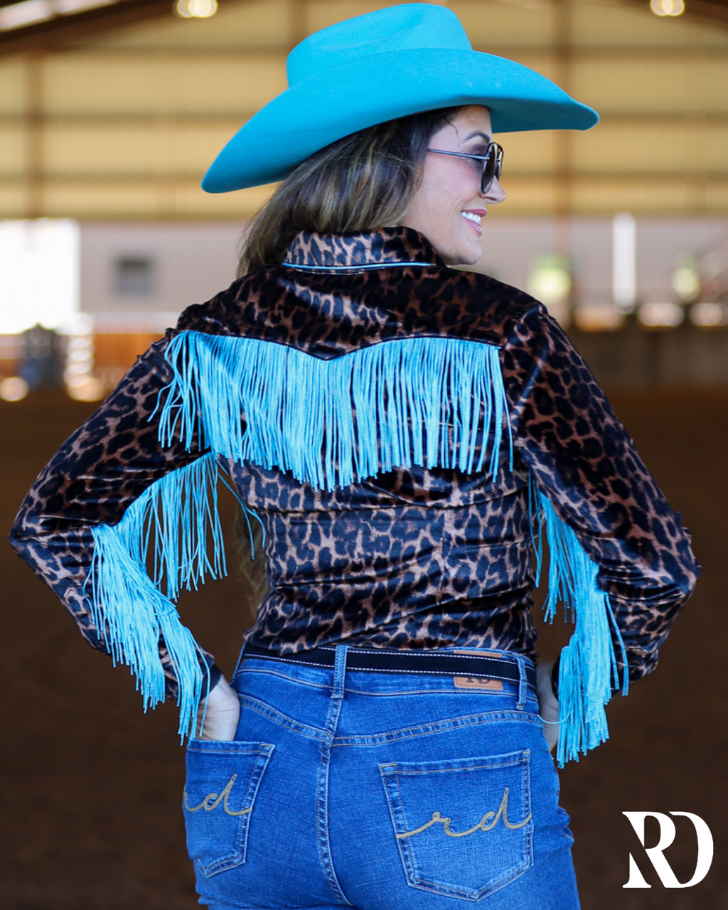 Leopard & Fringe Velvet Performance Rodeo Shirt — view 2