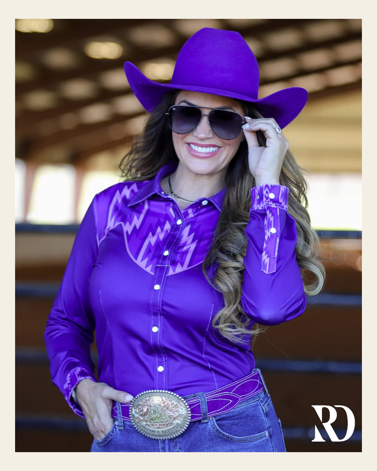 Lexie Yoke Performance Rodeo Shirt on a warm cream background