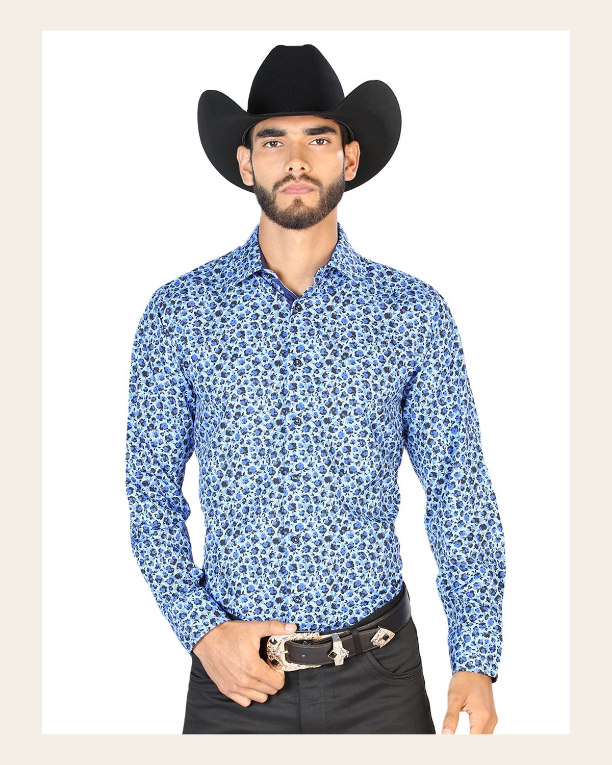 Light Blue Long Sleeve Shirt 126266 on a warm cream background