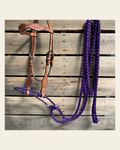 Light Oil Basketweave Purple Loping Hackamore #LHK012 on a warm cream background