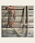 Light Oil Basketweave Tan Loping Hackamore #LHK013 on a warm cream background