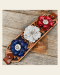 Light Oil Floral Bronc Noseband With Patriotic Flowers on a warm cream background