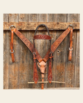Light Oil Floral Tooled Buckaroo/Roper Style Tack Sets on a warm cream background
