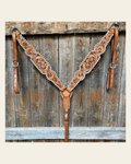Light Oil Floral Tooled - White Whipstitch Breastcollar on a warm cream background