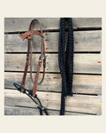 Light Oil Floral V-Brow Black Loping Hackamore #LHK036 on a warm cream background