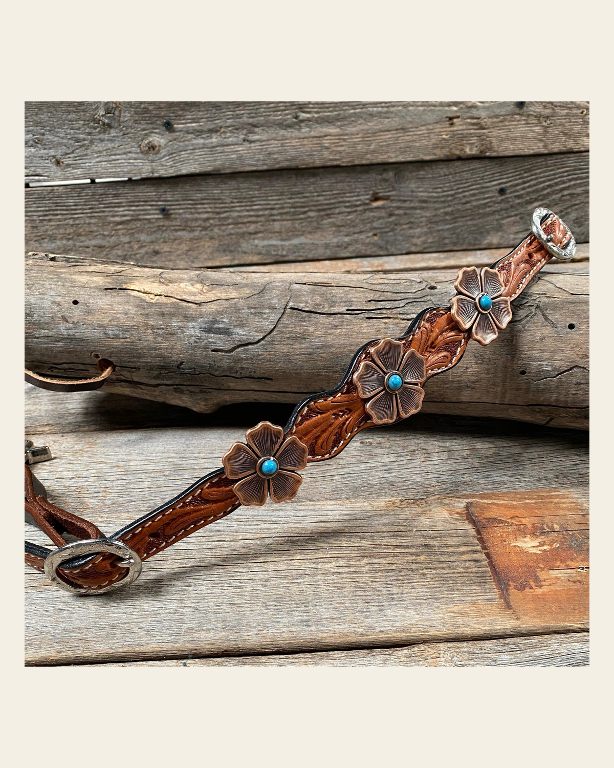 Light Oil Floral Wither Strap #WS1008 on a warm cream background