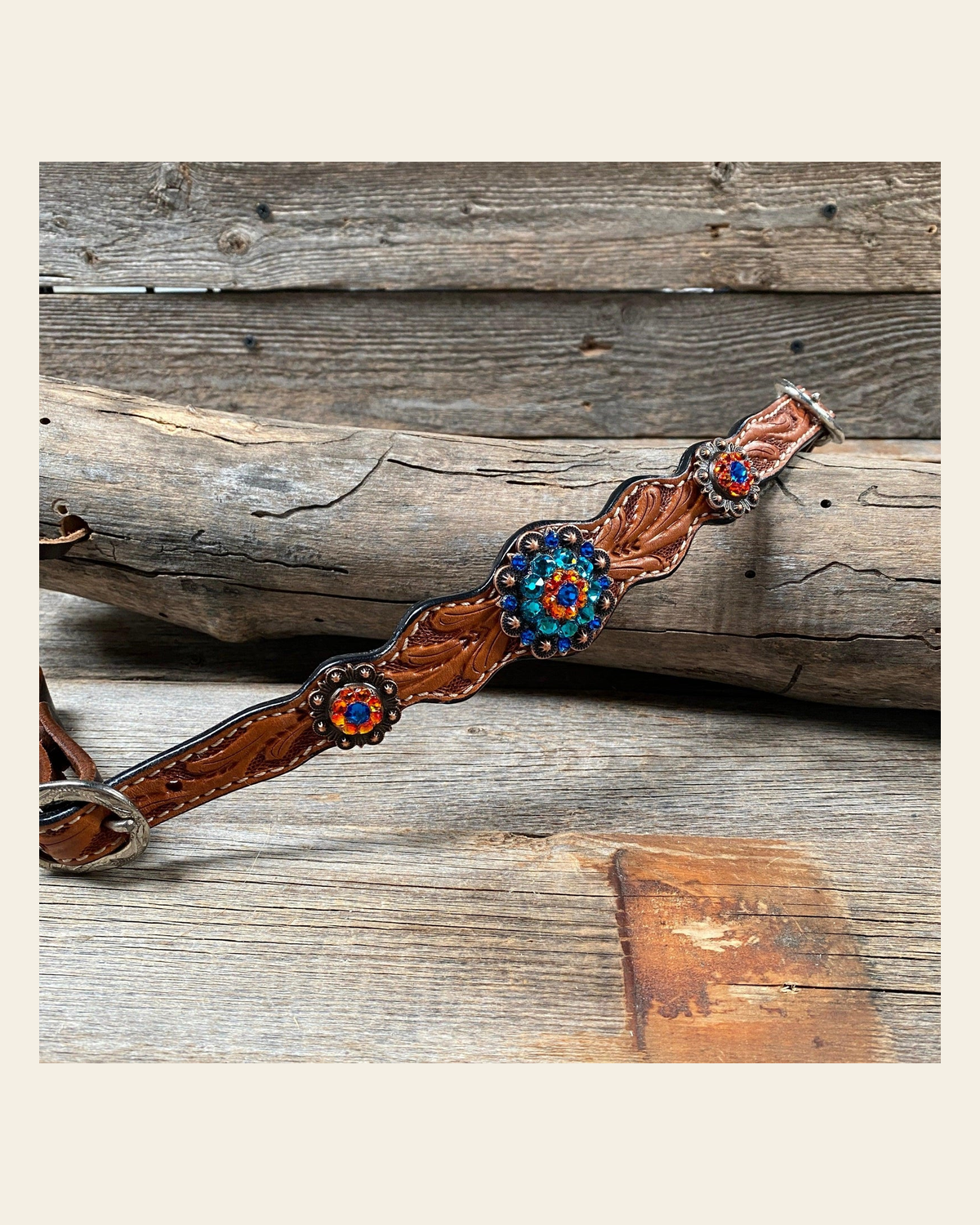 Light Oil Floral Wither Strap #WS111 on a warm cream background